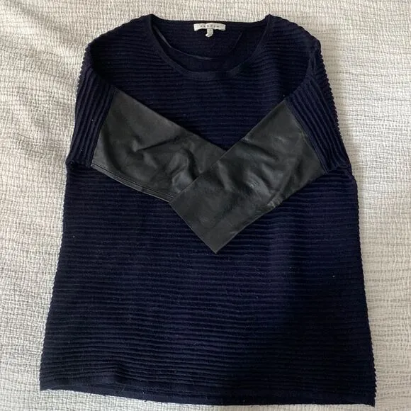 💛 Sandro Sweater Knit Style Top with Leather Detail
