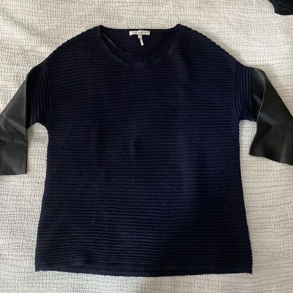 💛 Sandro Sweater Knit Style Top with Leather Detail