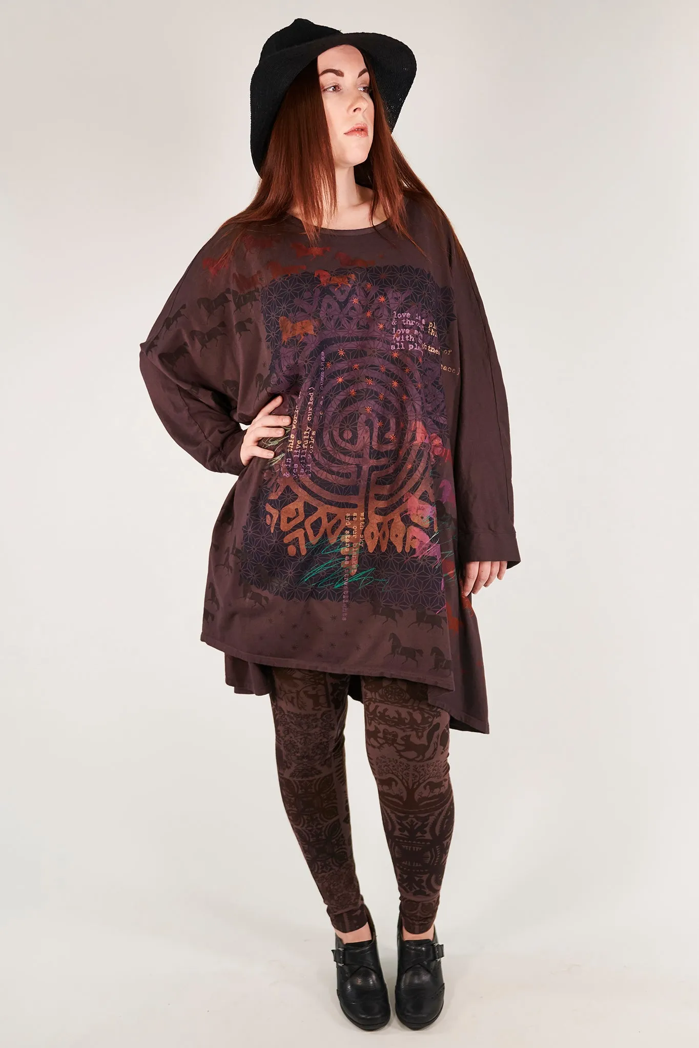 1258-Oversized Tunic Tee-Peat-Poetic Labyrinth