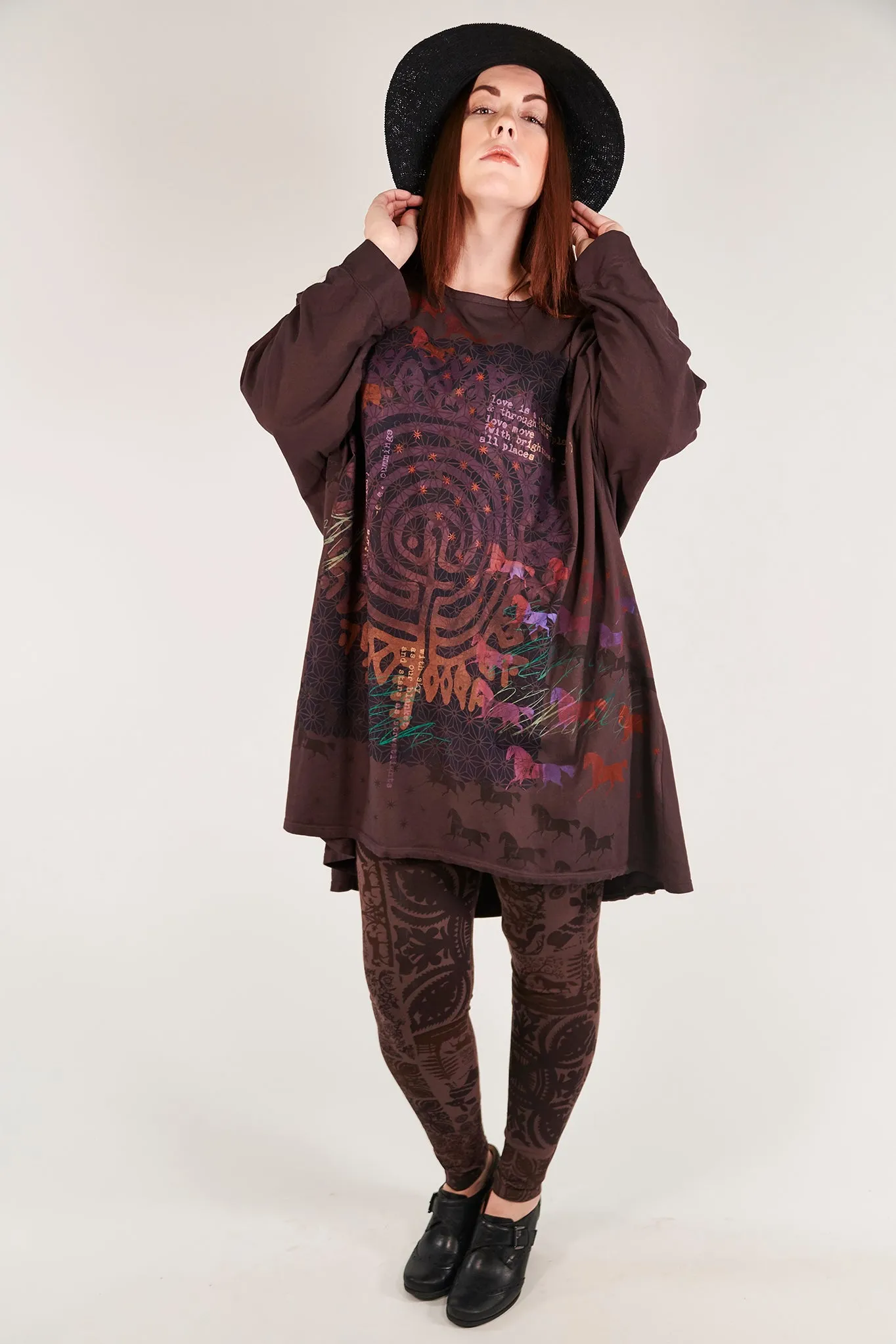 1258-Oversized Tunic Tee-Peat-Poetic Labyrinth