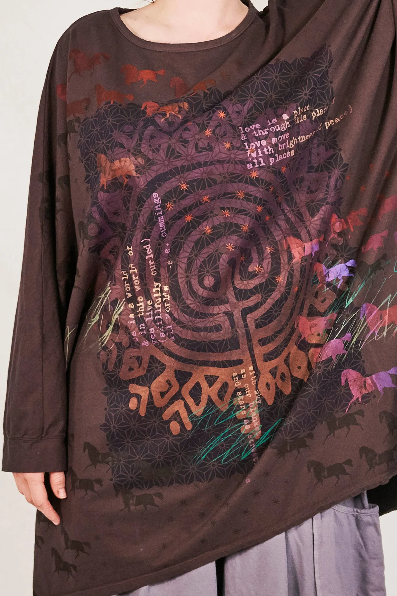 1258-Oversized Tunic Tee-Peat-Poetic Labyrinth