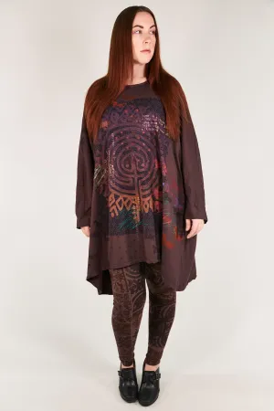 1258-Oversized Tunic Tee-Peat-Poetic Labyrinth