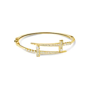 14KT Gold Diamond Sword Bangle Bracelet