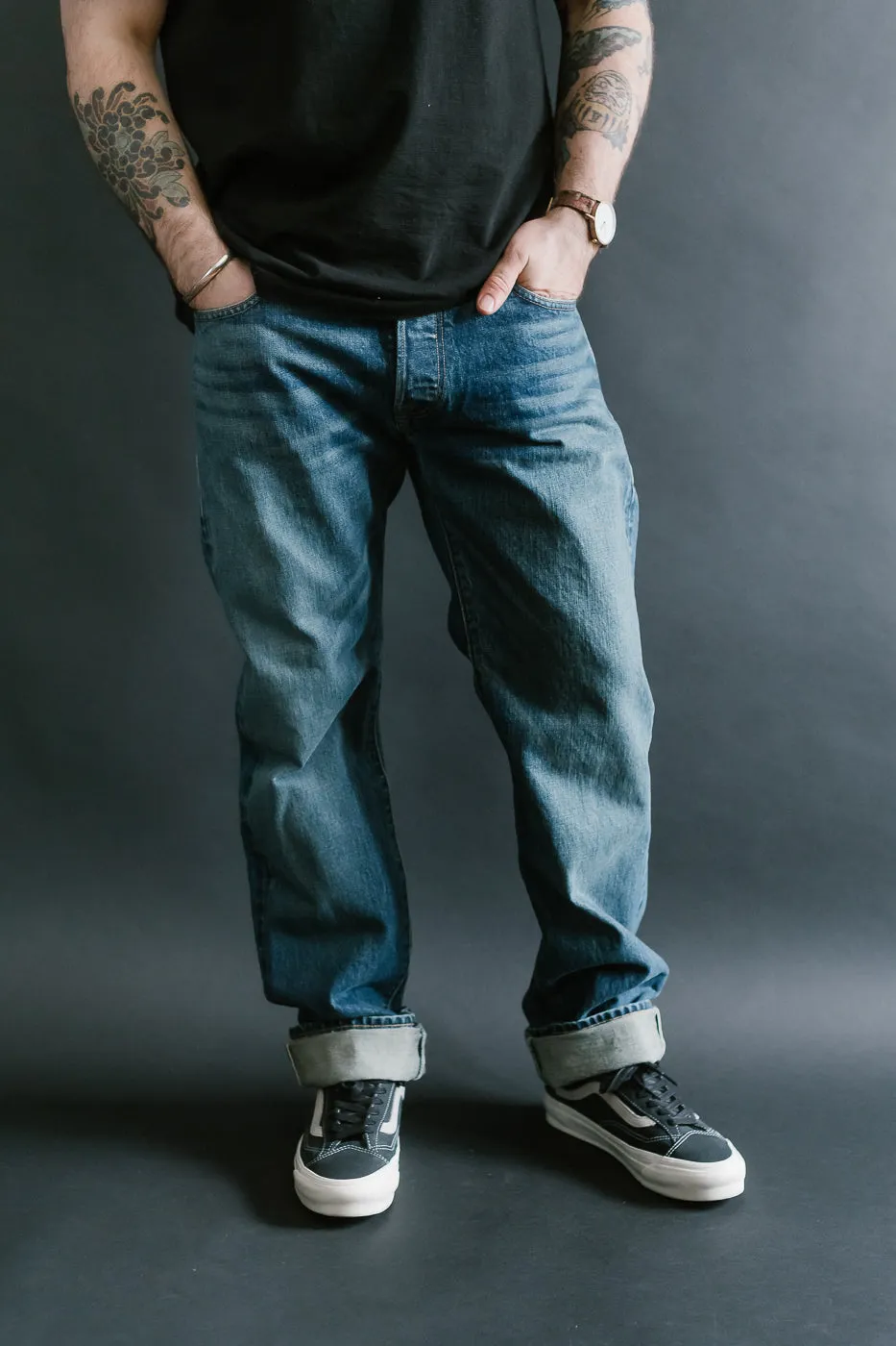 15oz - Vintage Washed Selvedge Stanton Pant - Medium Indigo