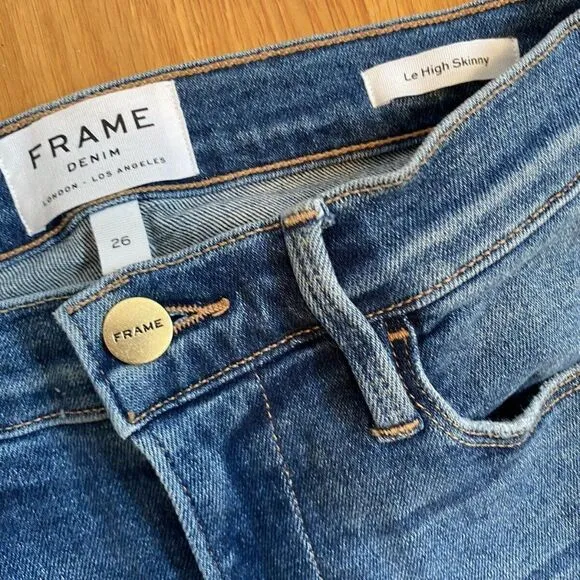 $365 Frame Women's Le High Blue Jeans Skinny Fit Leg Denim Pants Size 26