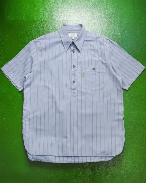 90s Blue Vertical Striped Shirt (L~XL)