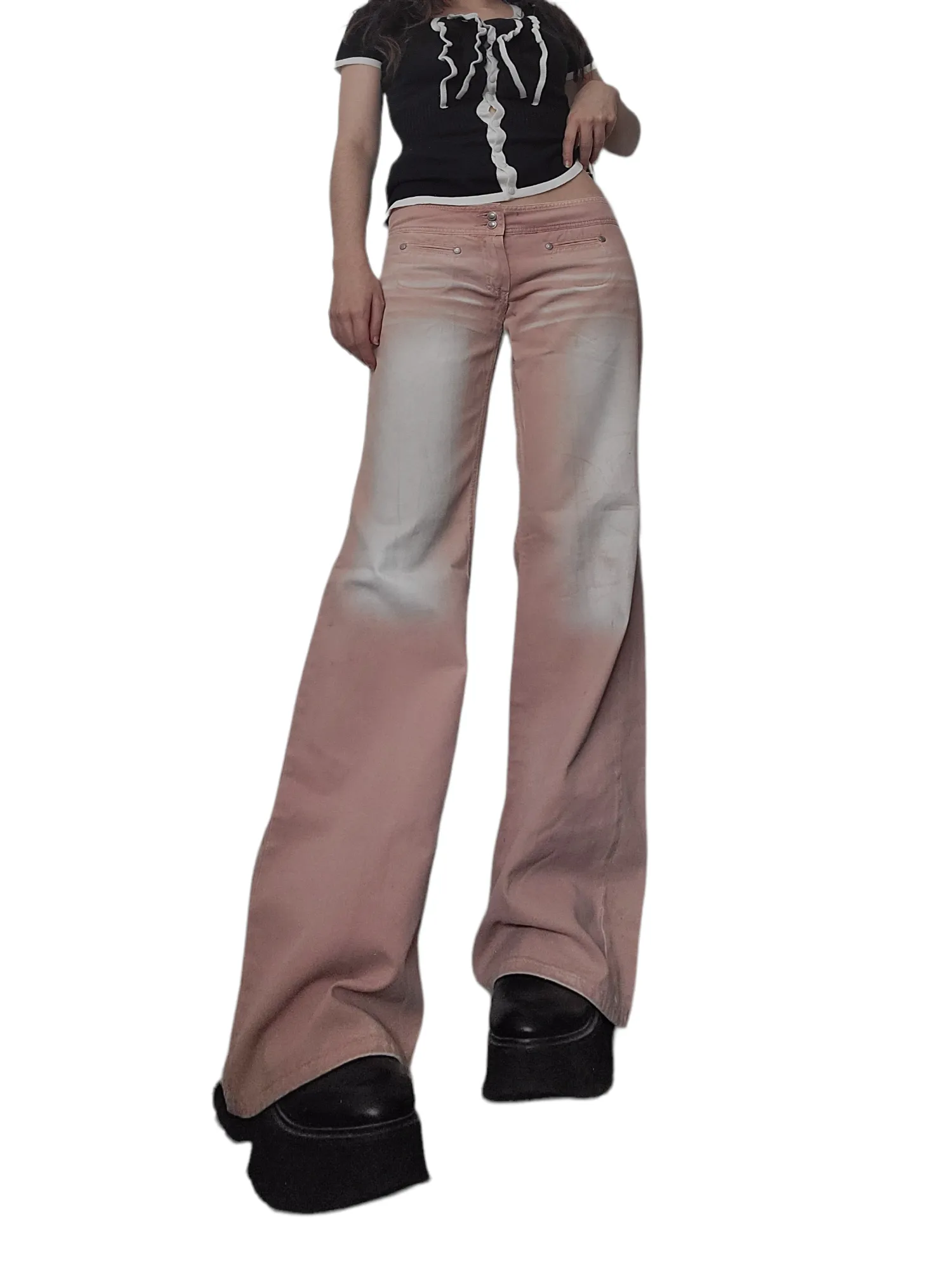 90s pink denim over pants