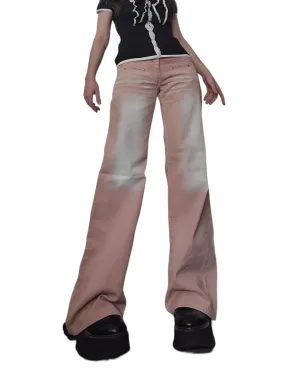 90s pink denim over pants
