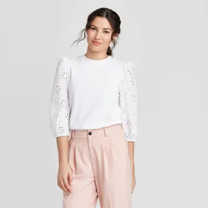 A New Day Women's Long Sleeve Eyelet T-Shirt 566622