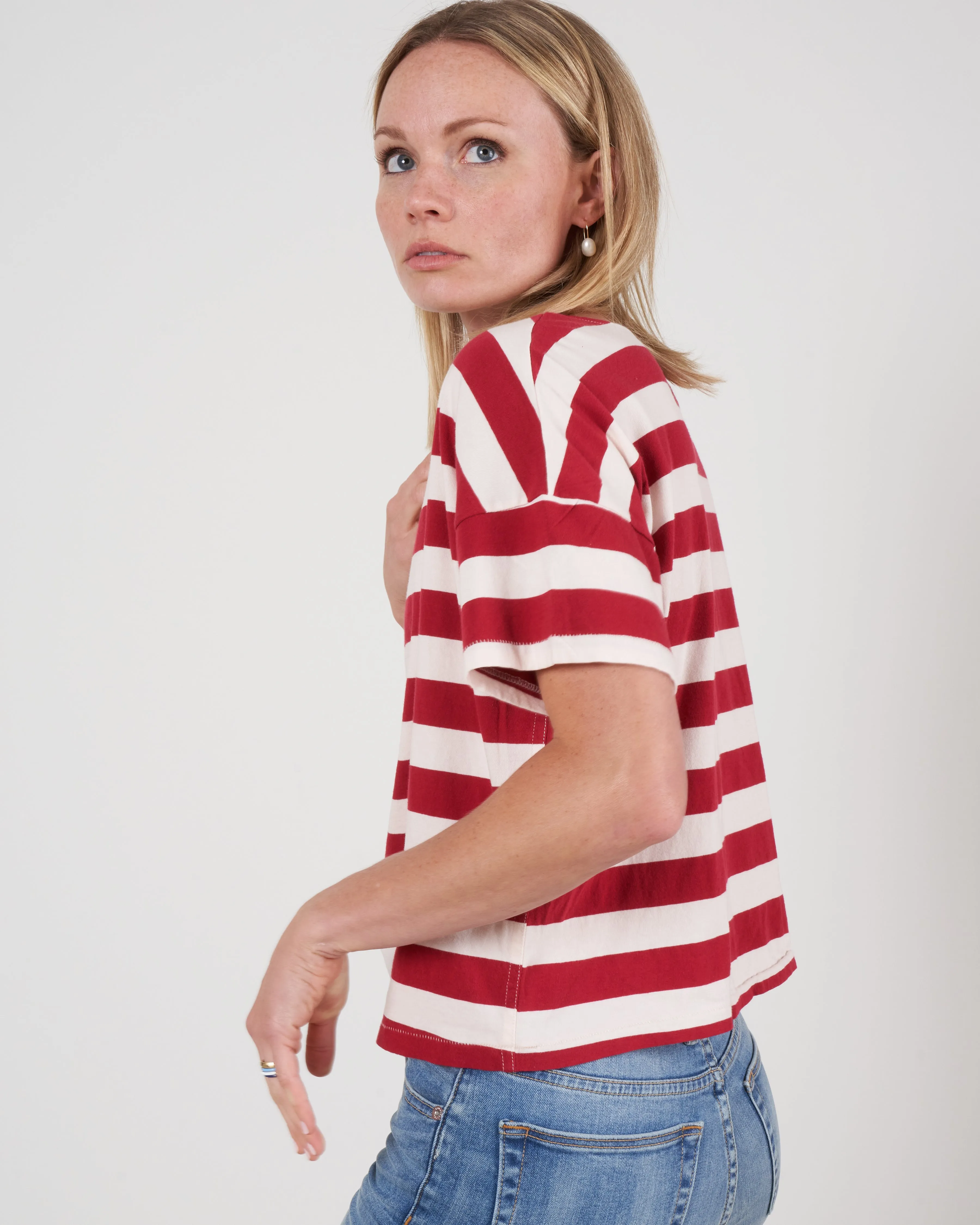 a95346 - boxy stripe tee - cardinal stripe 295