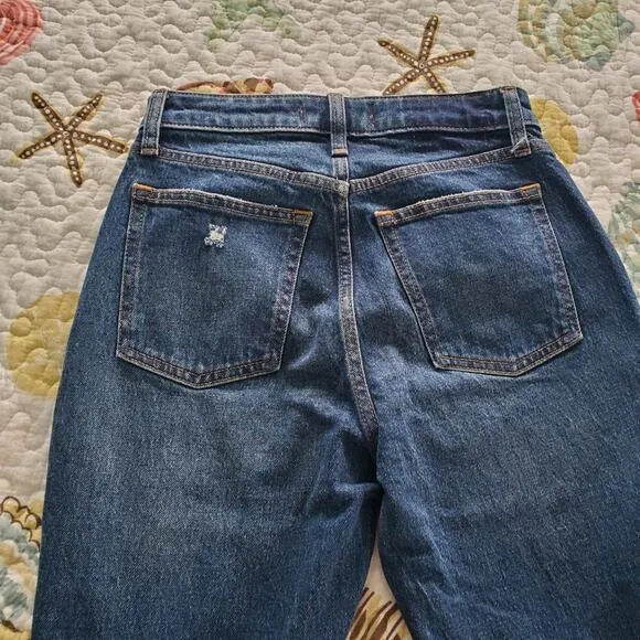 Abercrombie &amp; Fitch Curve Love The Skinny High Rise Jeans Raw Hem Size 24S Dark
