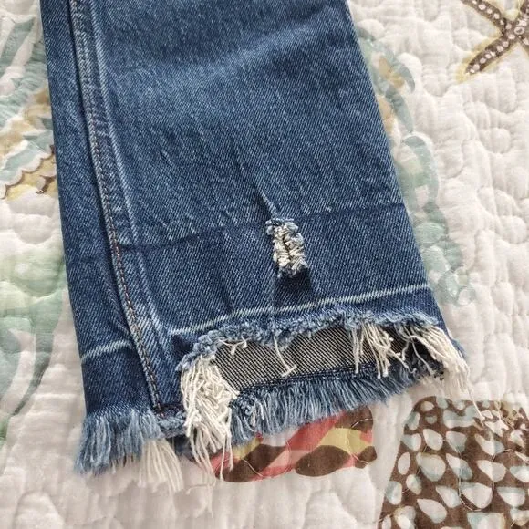 Abercrombie &amp; Fitch Curve Love The Skinny High Rise Jeans Raw Hem Size 24S Dark