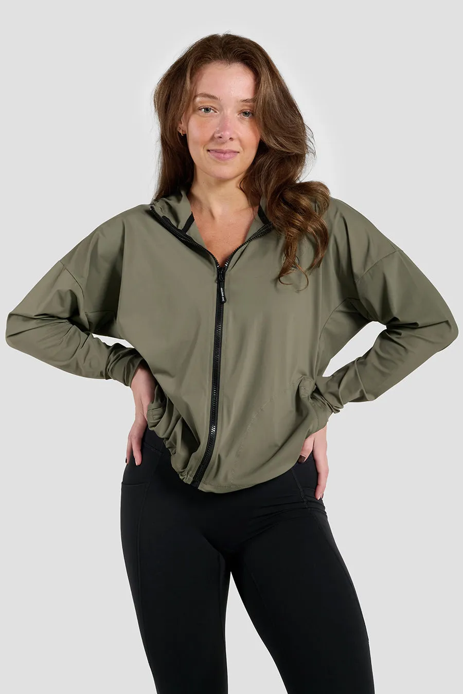 Ada Lightweight Zip Up Jacket  - Olive