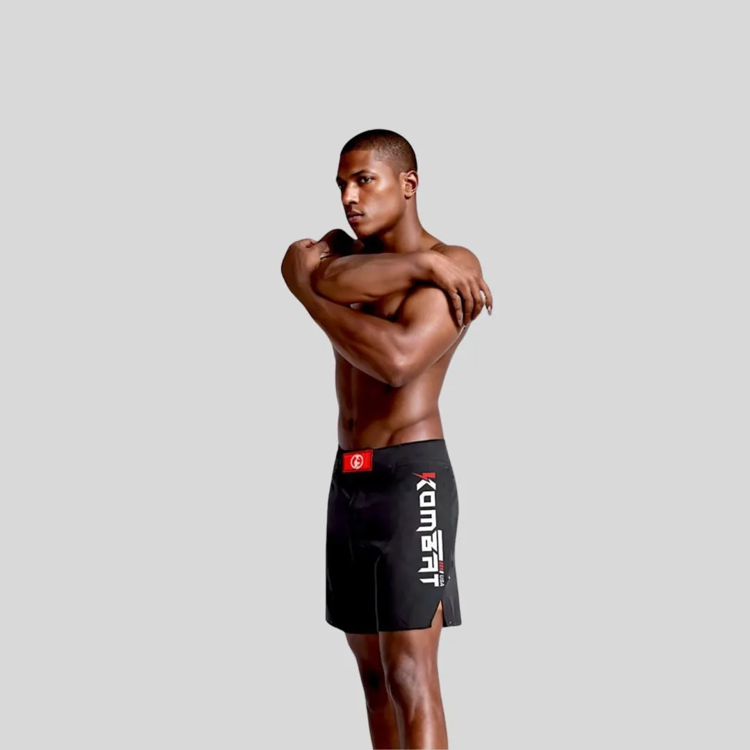 ADULT MMA SHORTS BLACK & RED V2