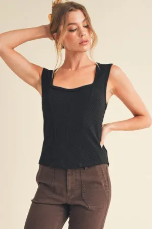 Aemi   Co Exposed Seam Ribbed Wide Strap Tank