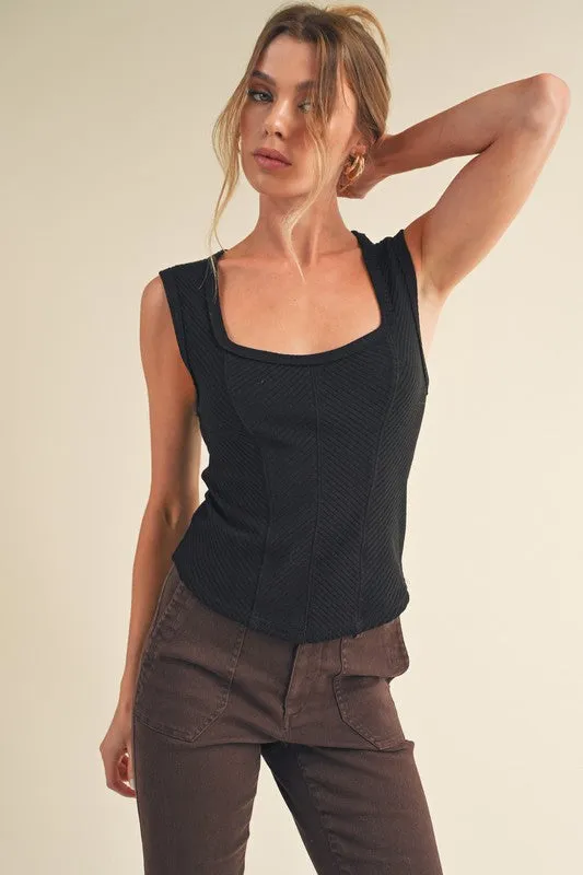 Aemi   Co Exposed Seam Ribbed Wide Strap Tank