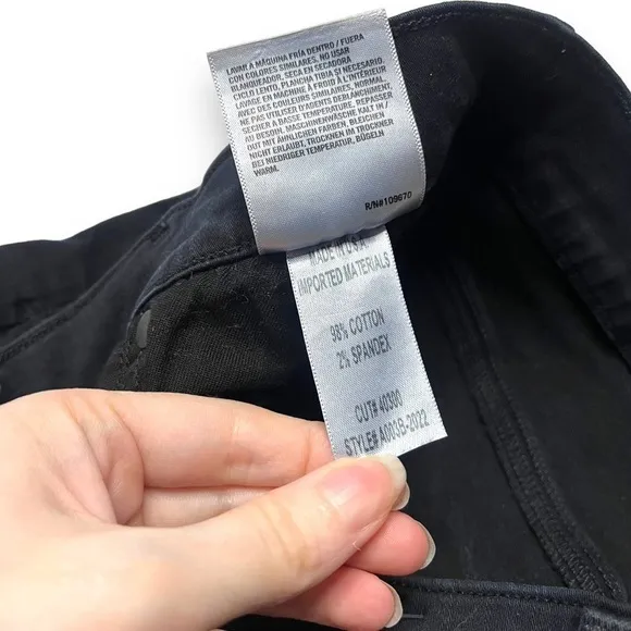 Agolde Sophie High Rise Skinny Jeans in Black Moonstruck Destroyed Womens 30