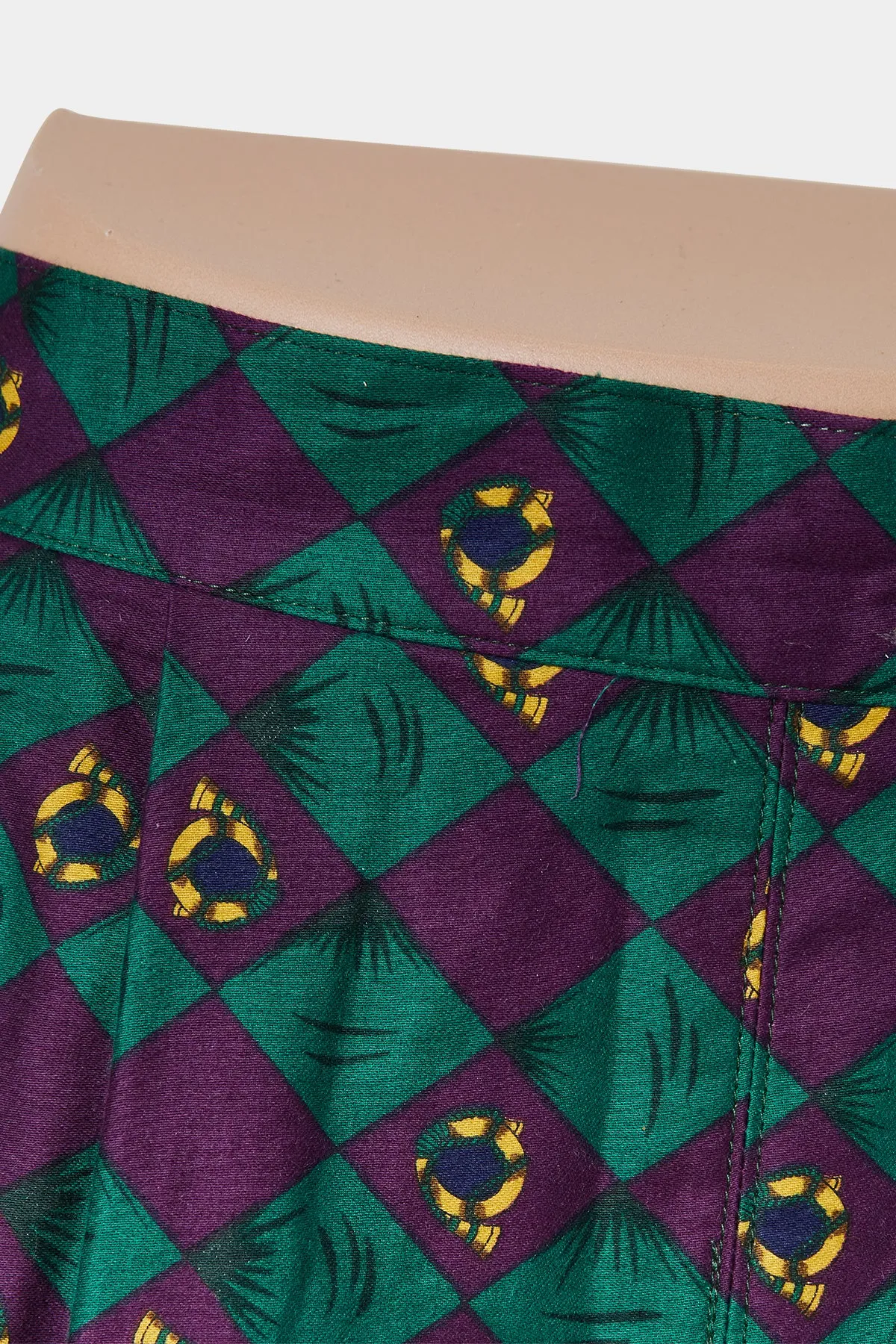 Alexander Campbell Green and Purple Pleated Midi Skirt