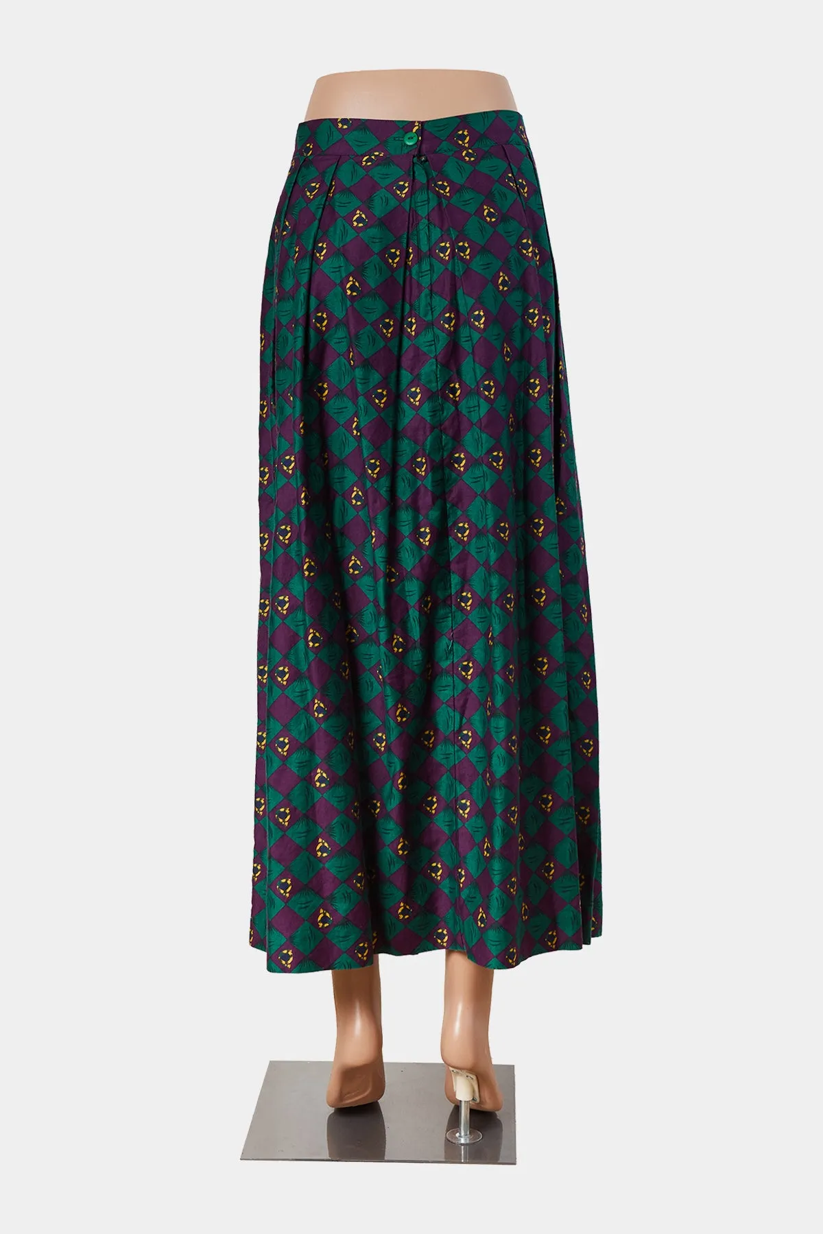 Alexander Campbell Green and Purple Pleated Midi Skirt