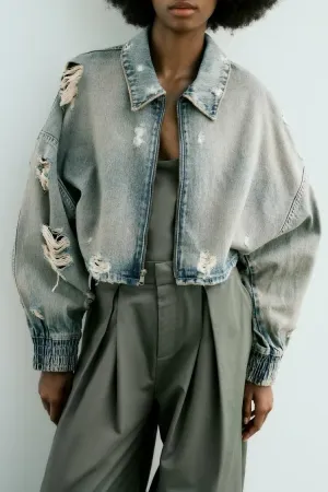 AMARA - Distressed Denim Jacket