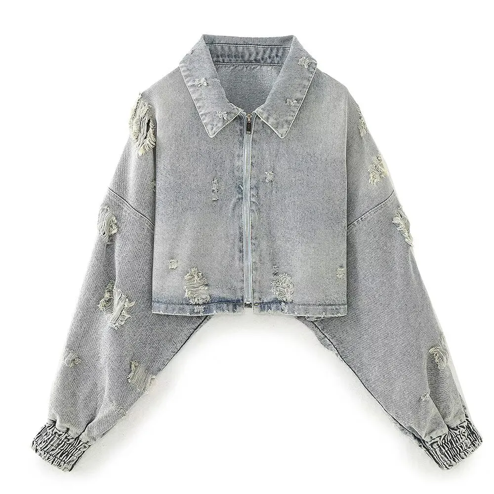 AMARA - Distressed Denim Jacket