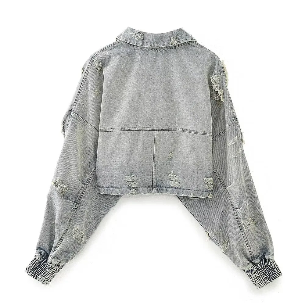 AMARA - Distressed Denim Jacket