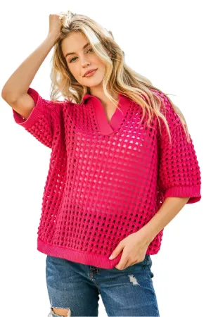And The Why Hollow Out Polo Sweater Top