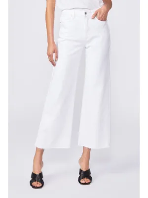 Anessa W/ Raw Hem Jean- Crisp White