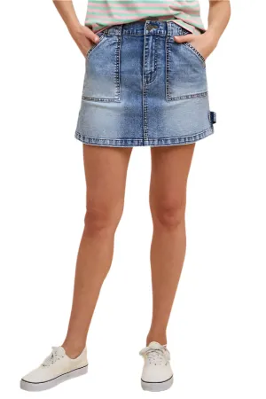 Annie Wear Cargo Denim Mini Skirt