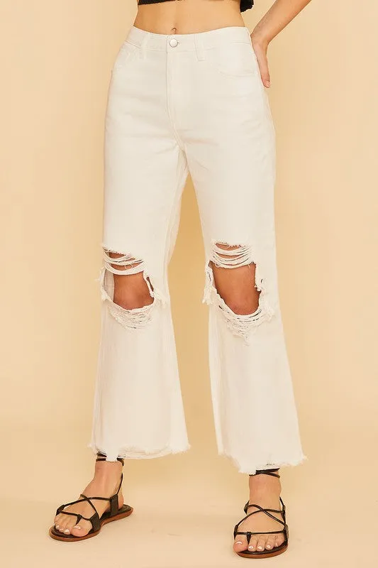 Annie Wear Distressed Raw Hem Denim Jeans