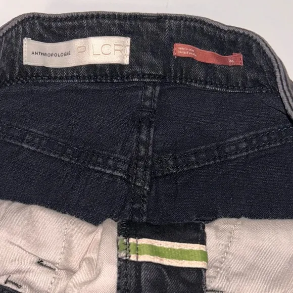 Anthropologie Pilcro women black bermuda hi rise jean shorts raw hem size 26 NWT