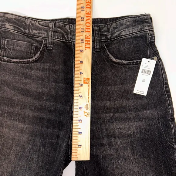 Anthropologie Pilcro women black bermuda hi rise jean shorts raw hem size 26 NWT