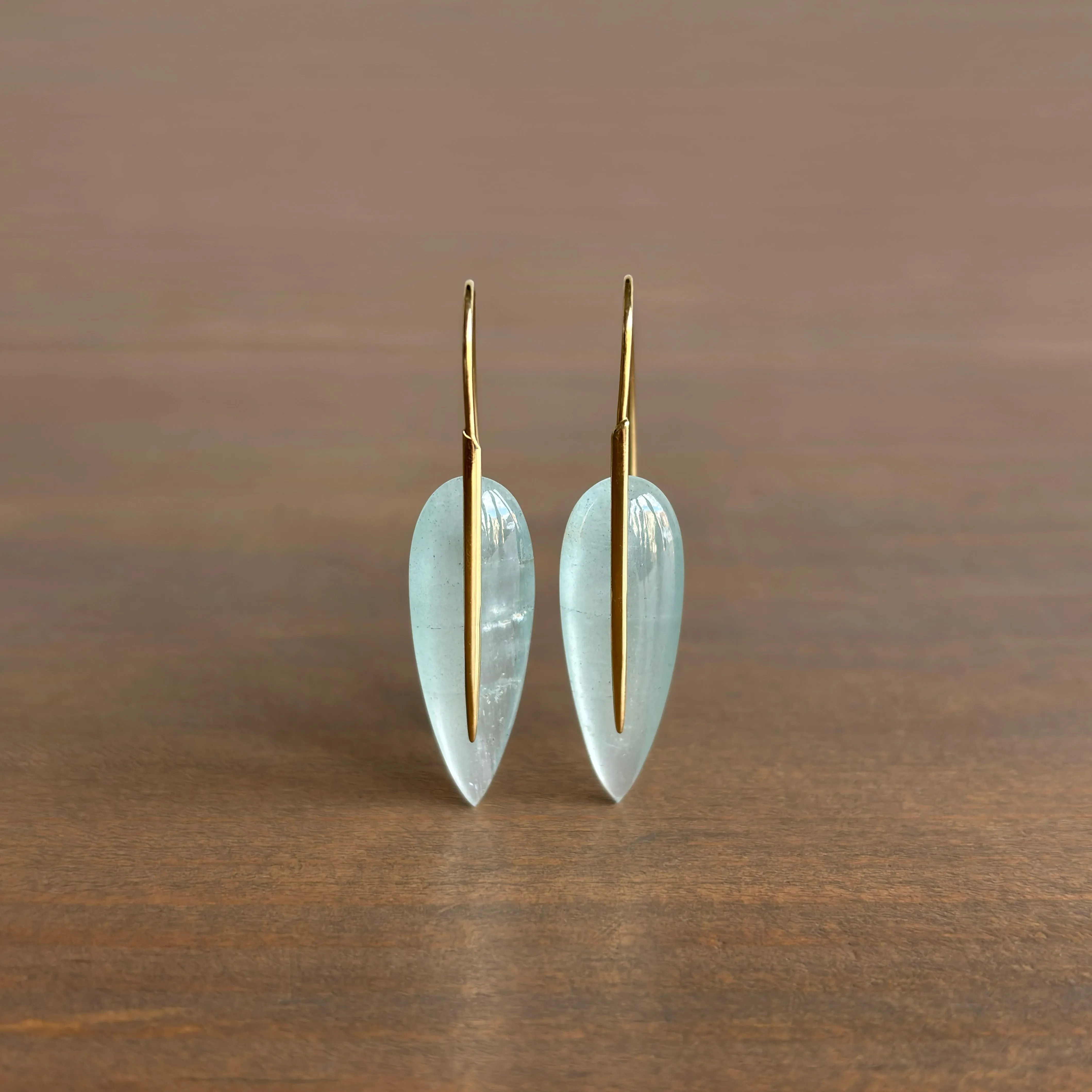 Aquamarine Feather Earrings