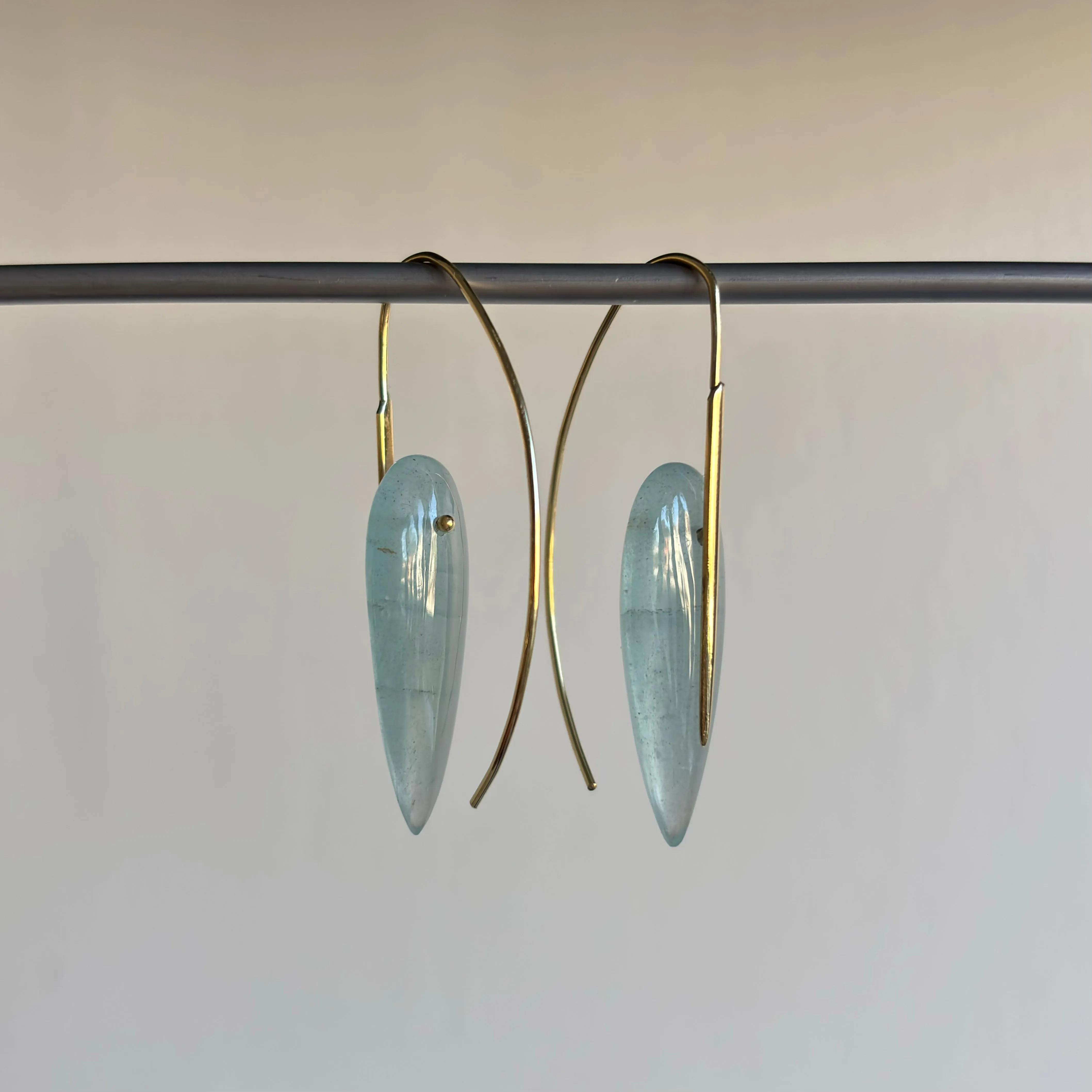 Aquamarine Feather Earrings