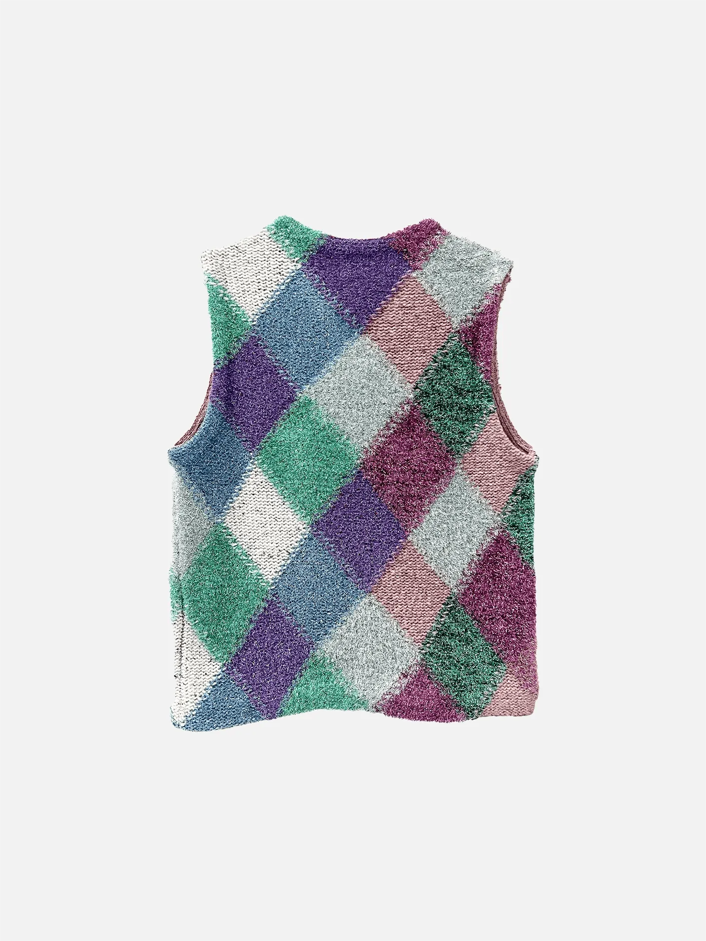 Argyle Glitter Boxy Vest - Multi