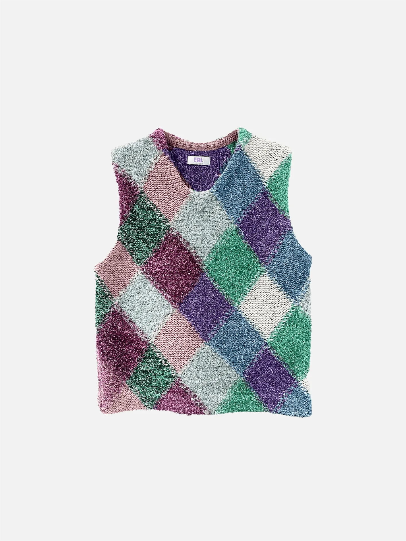 Argyle Glitter Boxy Vest - Multi