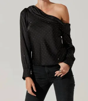 Astr - Ellen Satin Rhinestone One Shoulder Top