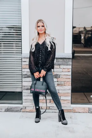 Astrid Sequin Top- Black