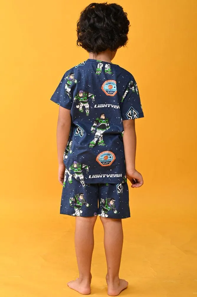 ASTRONAUT SLEEPWEAR SHORTS SET - BLUE
