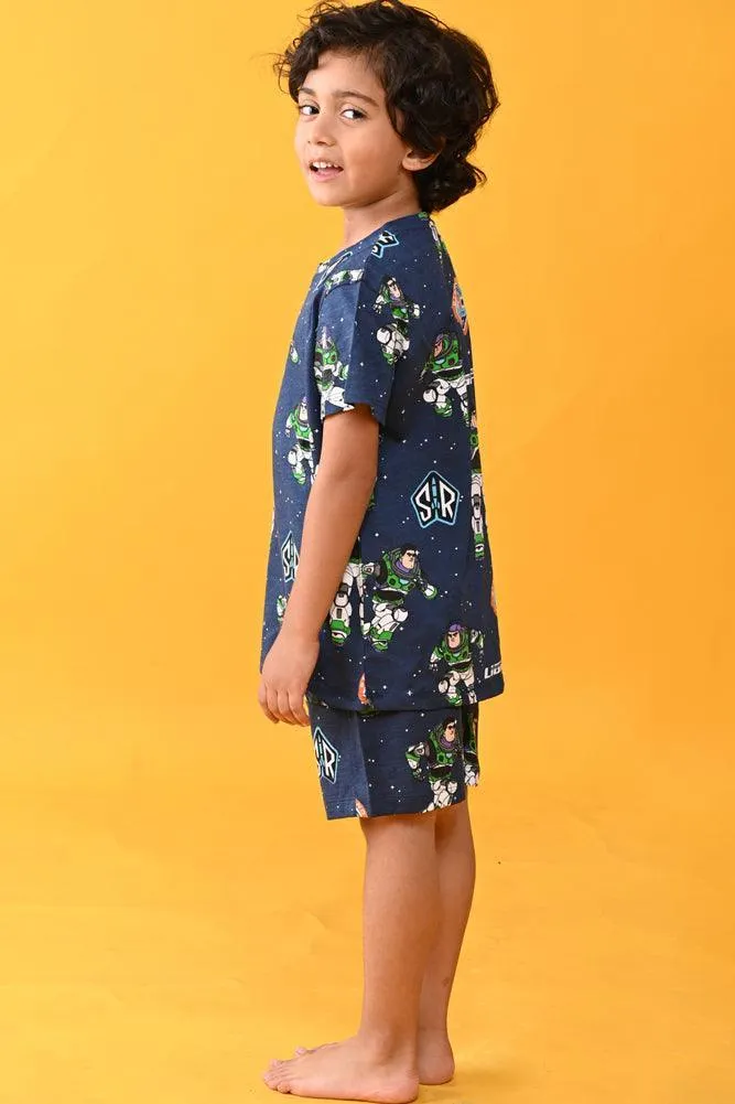 ASTRONAUT SLEEPWEAR SHORTS SET - BLUE