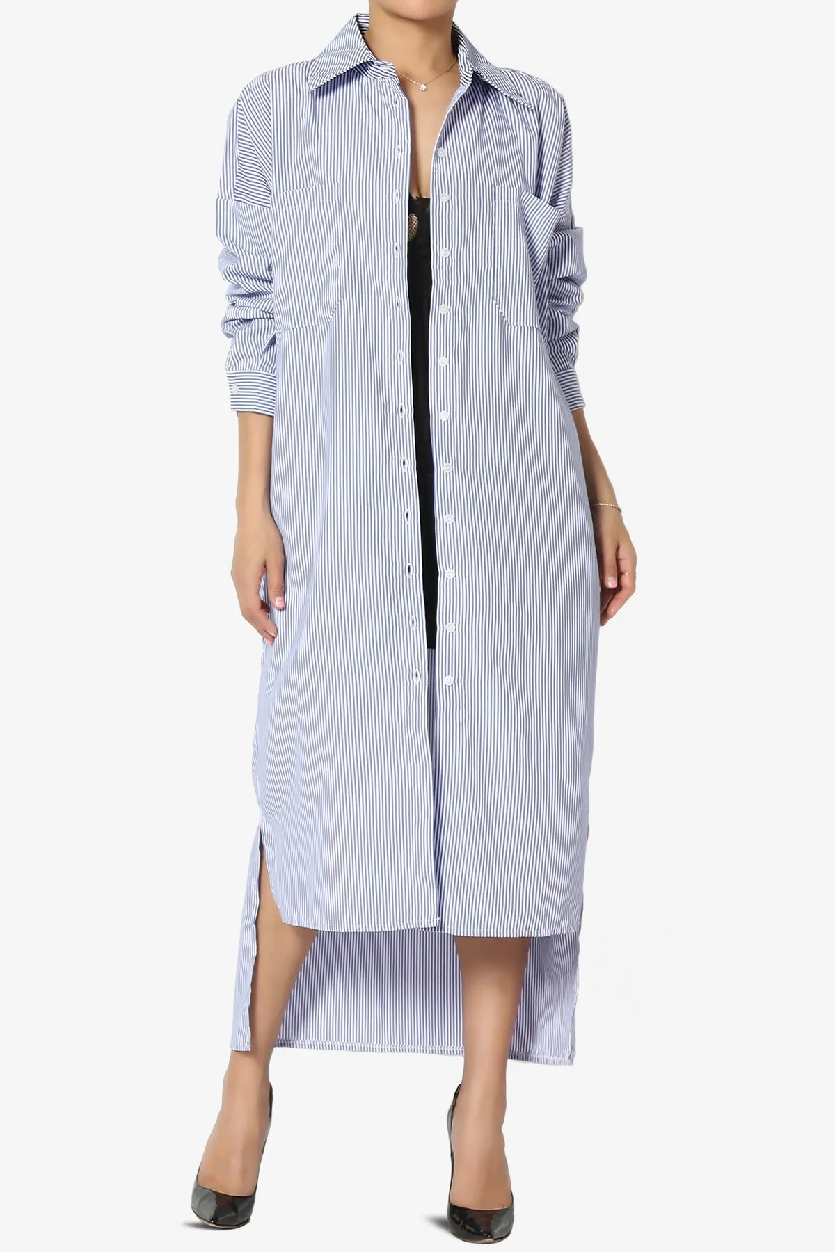 Barona Striped Maxi Dress Shirt PLUS