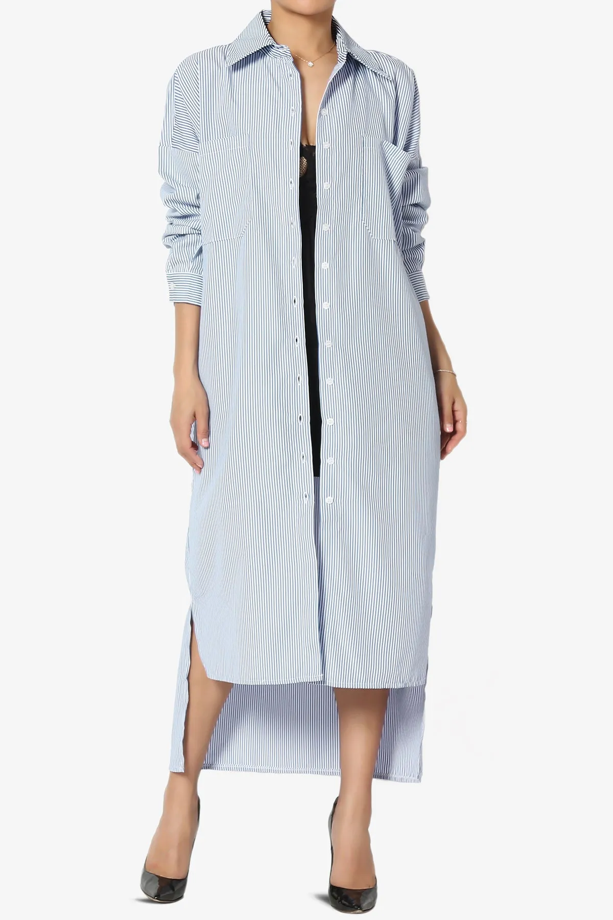 Barona Striped Maxi Dress Shirt PLUS