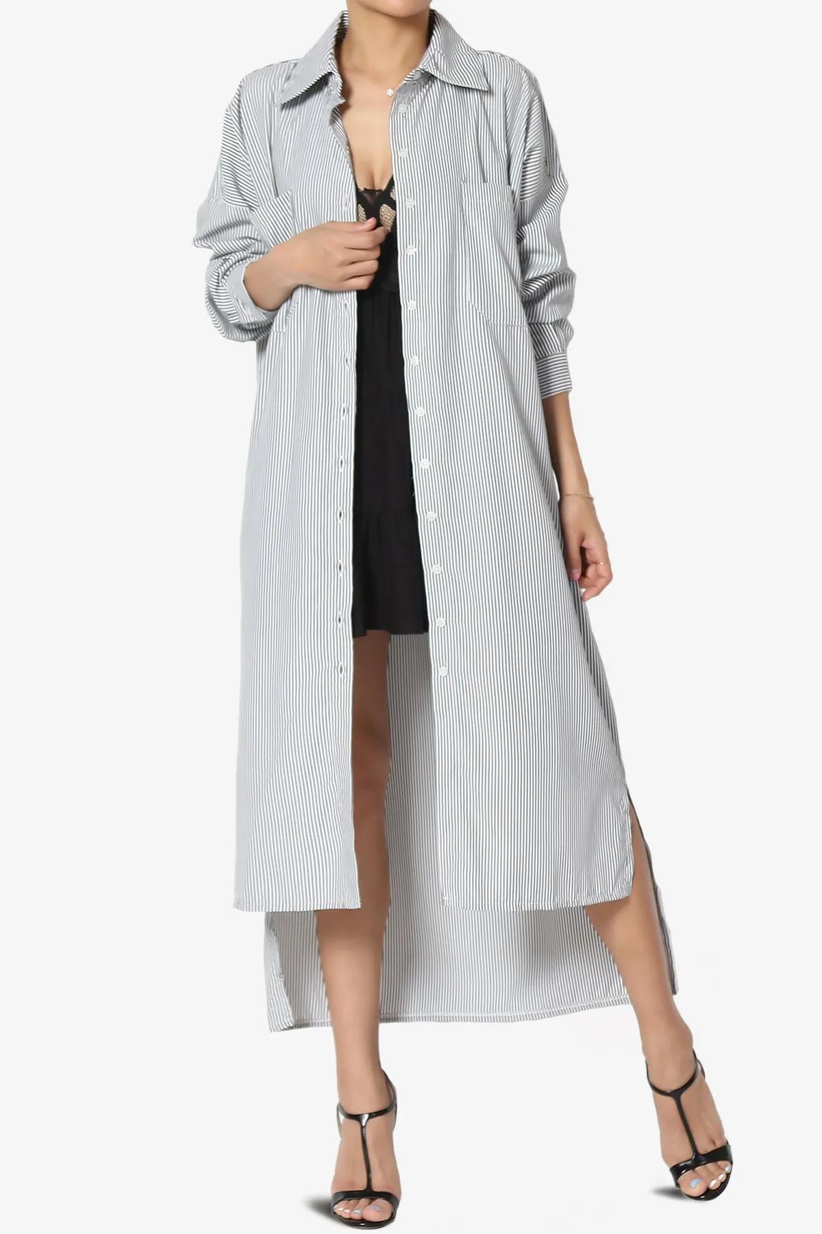 Barona Striped Maxi Dress Shirt PLUS