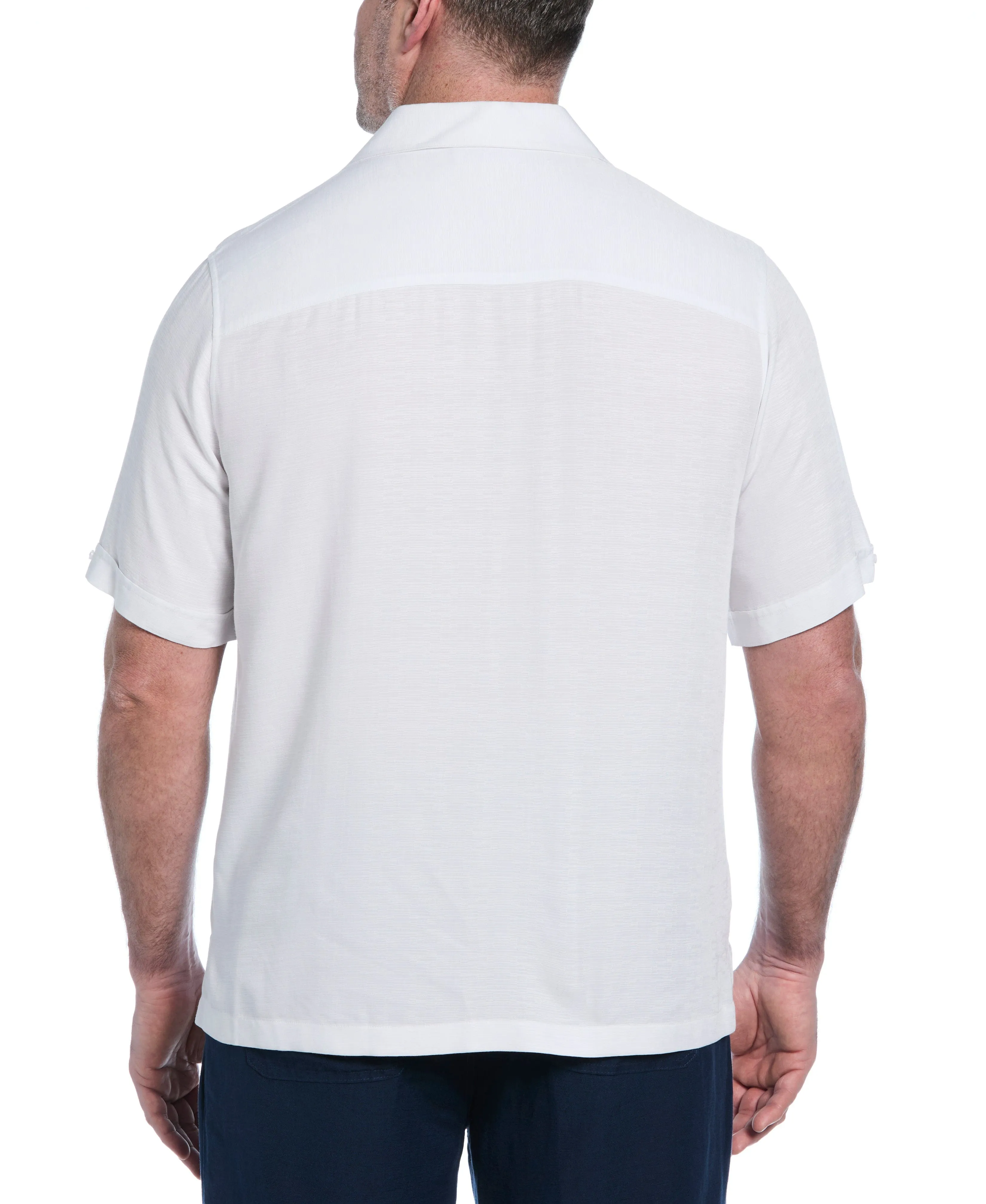 Big & Tall Solid Textured Cuban Collar Shirt