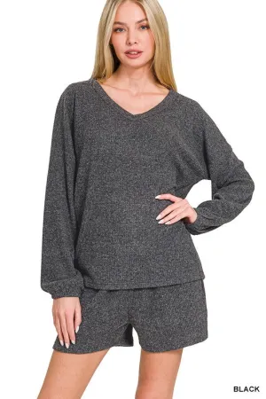 Bingo Black Fleece Tee Shorts Set