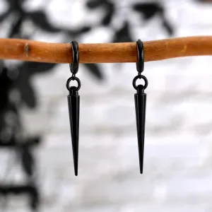 Black Huggie Spike Earrings