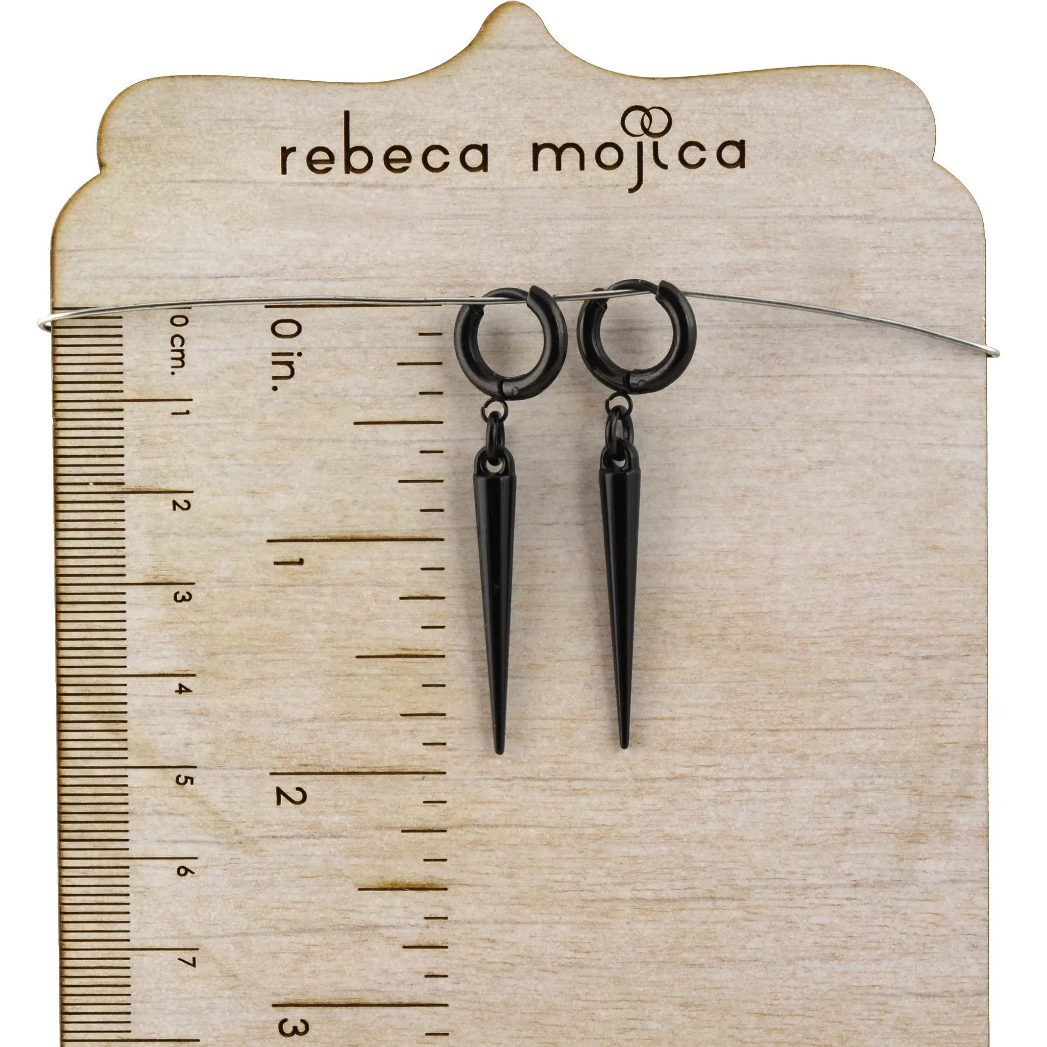 Black Huggie Spike Earrings