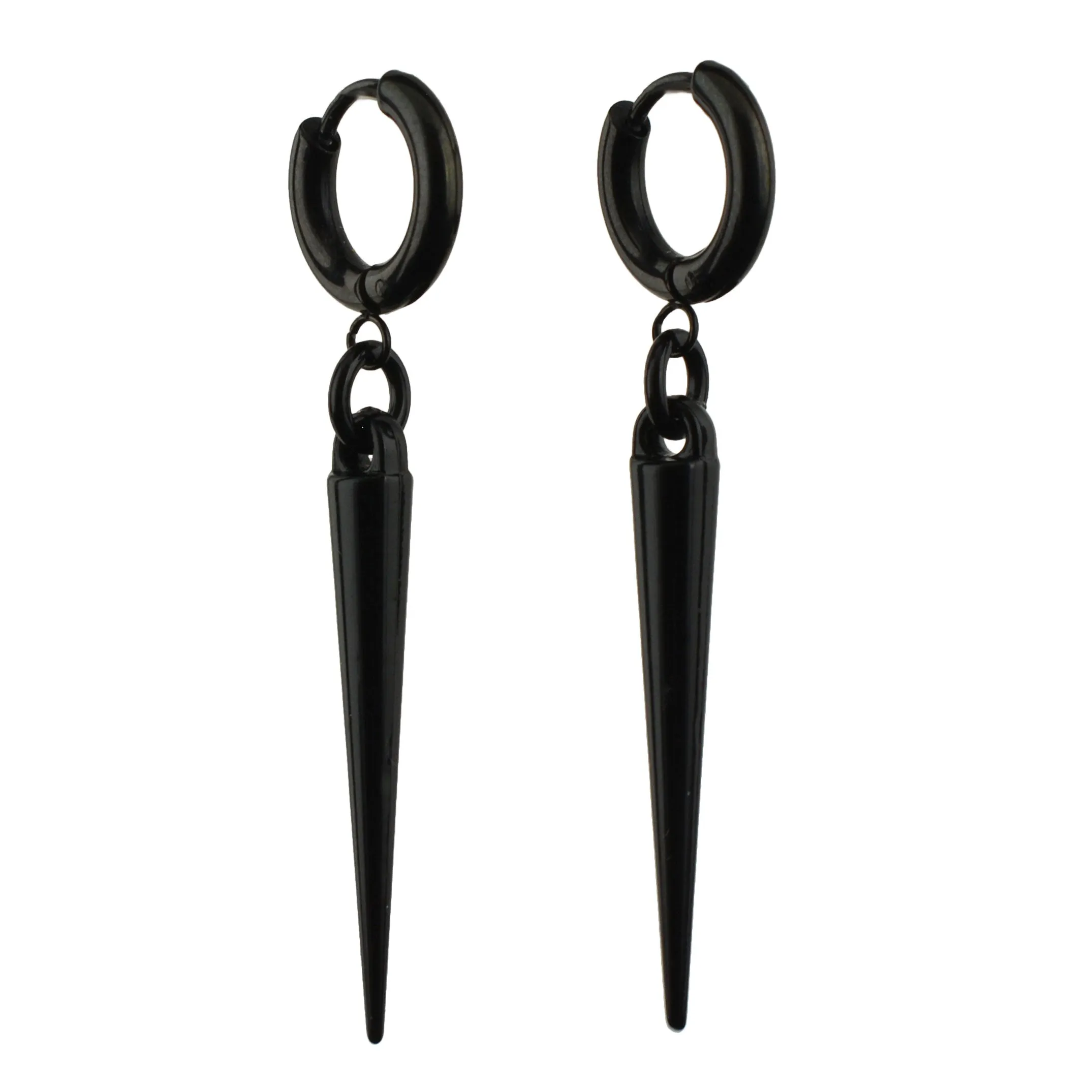 Black Huggie Spike Earrings