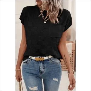 Black Lattice Textured Knit Baggy Top: Slay , Queen! 👑 Needful Things