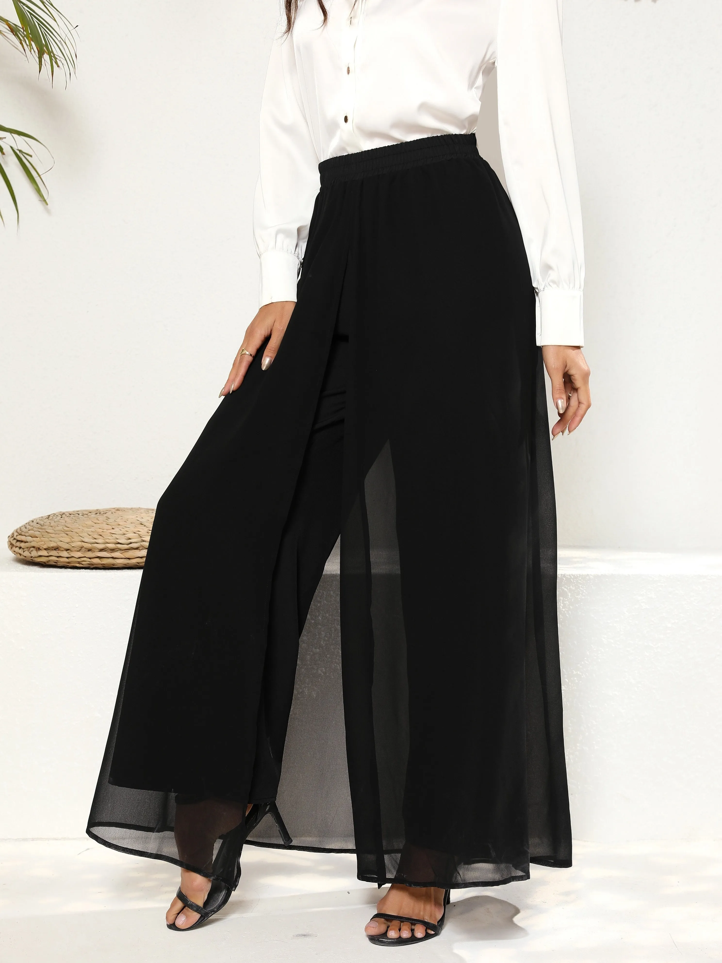 Black Layered Look Skirt